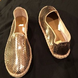 Gold espadrille flats